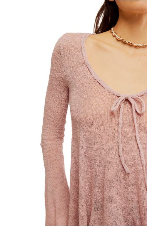 Shop Free People Long Sleeve Tunic Sweater In Pale Mauve