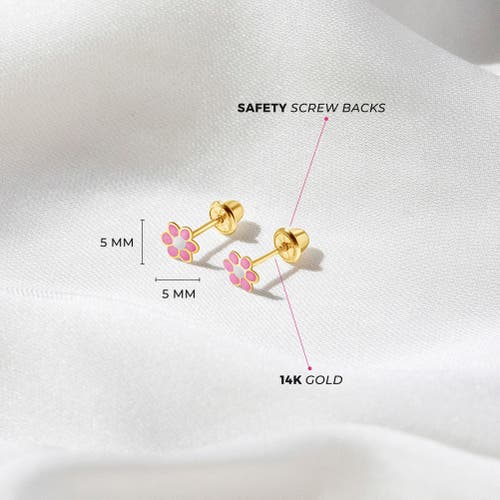 In Season Jewelry 14k Enamel Daisy Earrings In Pink