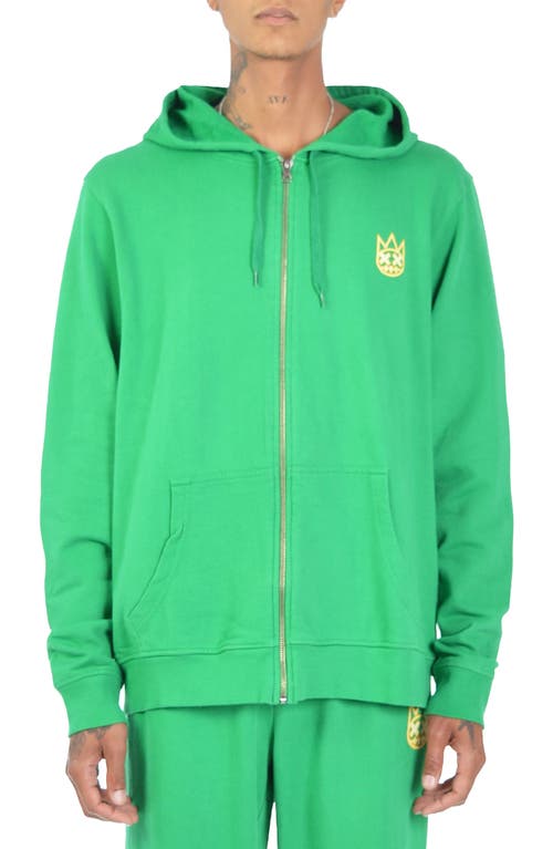 Cult of Individuality Logo Cotton Graphic Zip Hoodie in Kelly Green