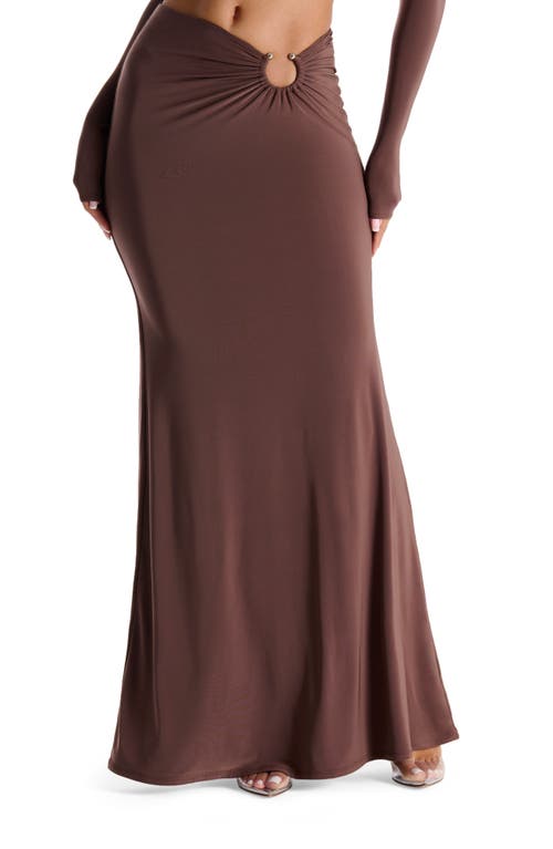 Shop N By Naked Wardrobe Asymmetric Waist Maxi Skirt In Chocolate