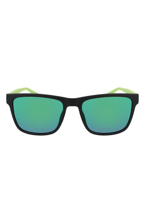 Converse Malden 58mm Rectangular Sunglasses in Matte Black Wasabi/Blue Mirr