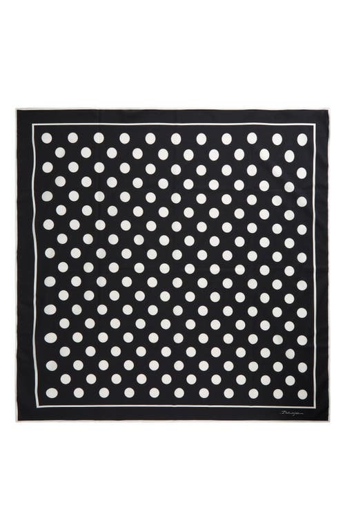 Shop Dolce & Gabbana Dolce&gabbana Polka Dot Square Cotton Scarf In Nero