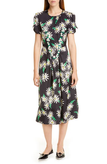 MARC BY MARC JACOBS THE MARC JACOBS SOFIA LOVES THE 40S FLORAL & DOT JACQUARD MIDI DRESS,V5000010