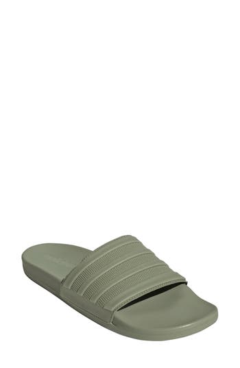 Adidas Originals Adidas Adilette Comfort Slide Sandal In Green/green/tent Green