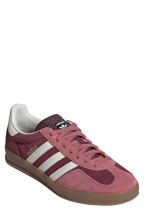 adidas Gazelle Indoor Sneaker in Maroon/White/Crimson 