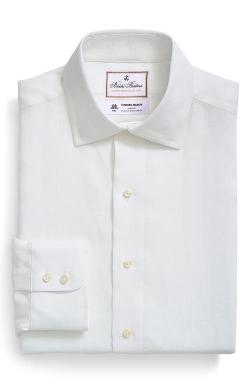 Brooks Brothers x Thomas Mason Solid Linen Dress Shirt White at Nordstrom,