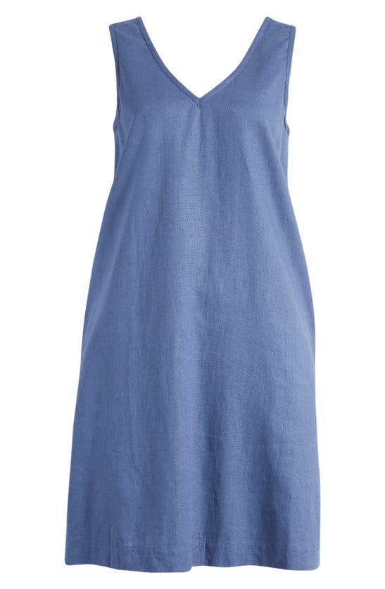 Shop Halogen Sleeveless Linen Blend Dress In Indigo Blue