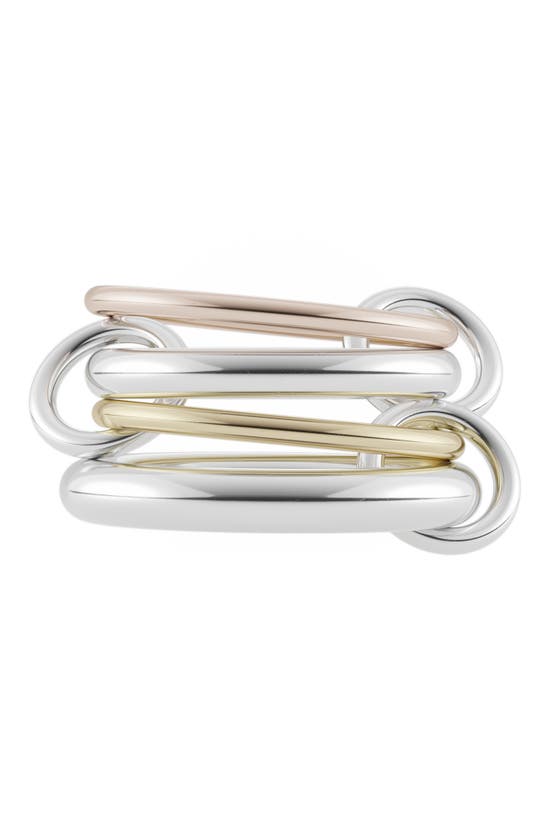 Shop Spinelli Kilcollin Hyacinth Mixed Metal Linked Ring In Yellow Gold/ Rose Gold/ Silver