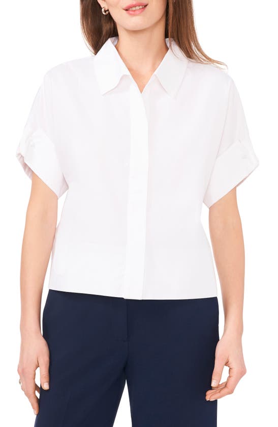Halogen Short Sleeve Crop Shirt In Bright White