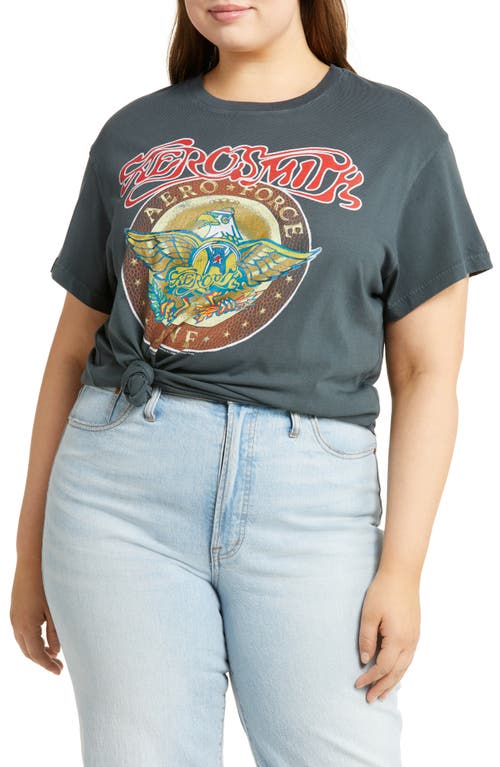 Daydreamer Aerosmith Aero Force One Cotton Graphic Tee in Vintage Black