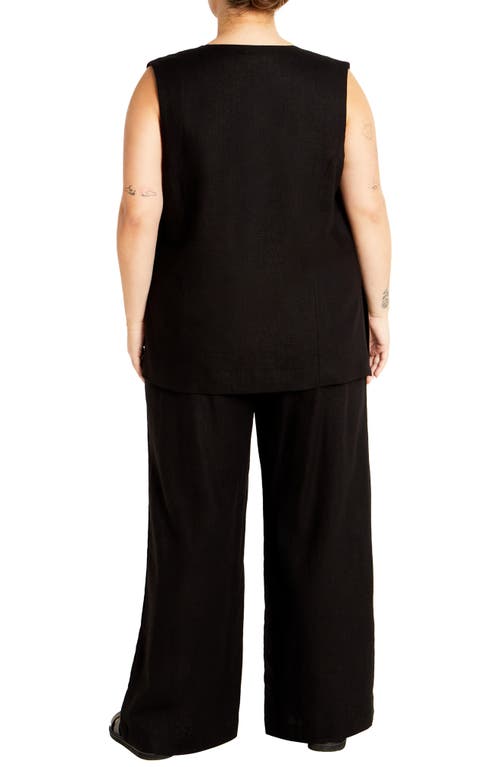 Shop City Chic Nala Linen Blend Vest In Black