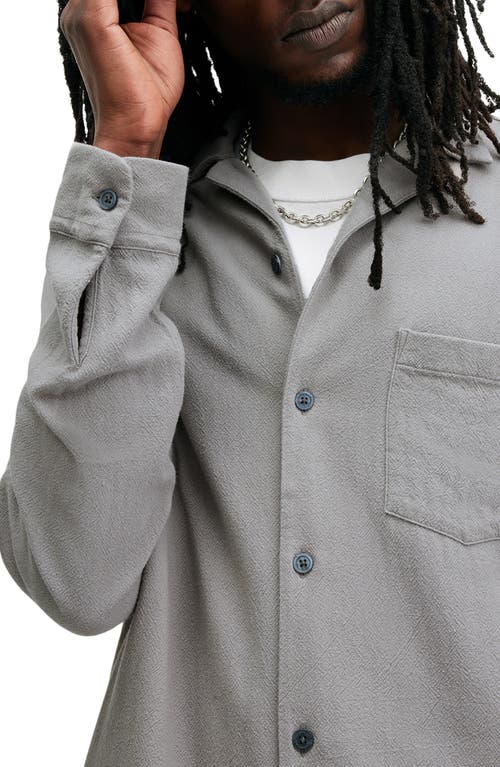 Shop Allsaints Cudi Textured Long Sleeve Camp Shirt In Radio Grey