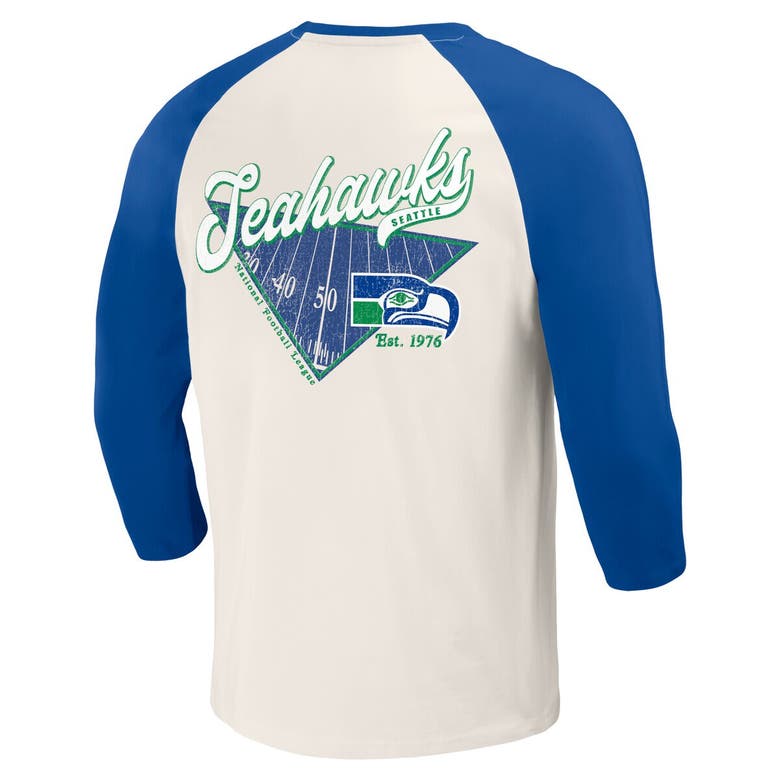 Shop Darius Rucker Collection By Fanatics Royal/white Seattle Seahawks Raglan 3/4 Sleeve T-shirt