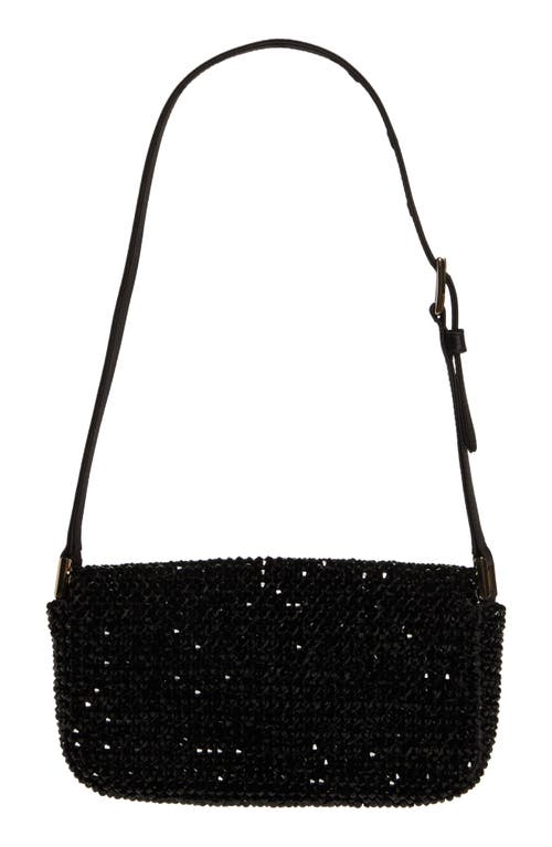 Shop Jimmy Choo Mini Avenue Beaded Shoulder Bag In Black/light Gold