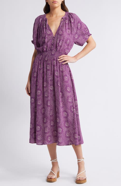 Shop Sessun Sessùn Amber Button Front Midi Dress In Plum Kamni