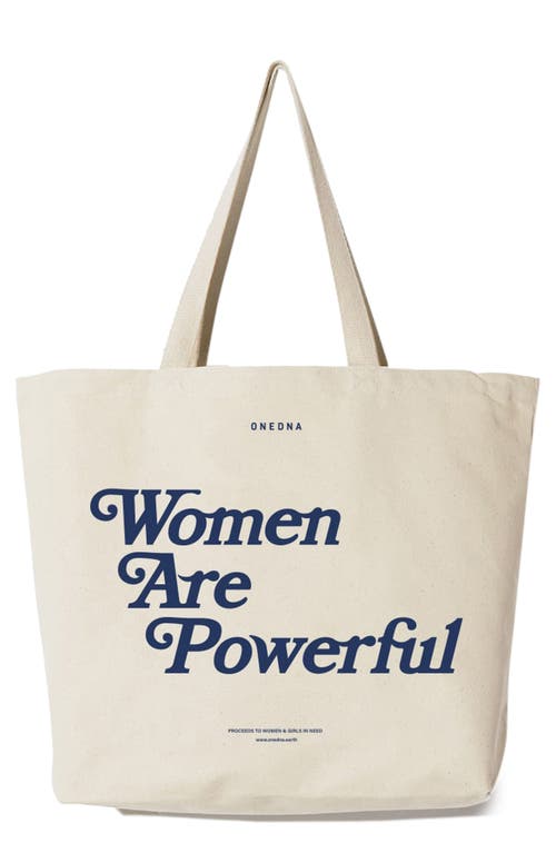 Women are Powerful Graphic Canvas Tote in Natural/Navy