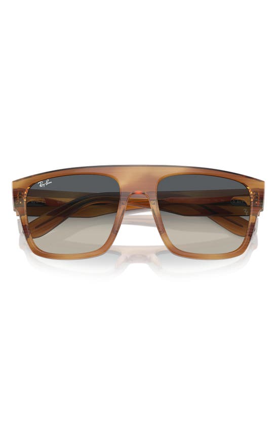 Shop Ray Ban Ray-ban 57mm Square Sunglasses In Striped Brown