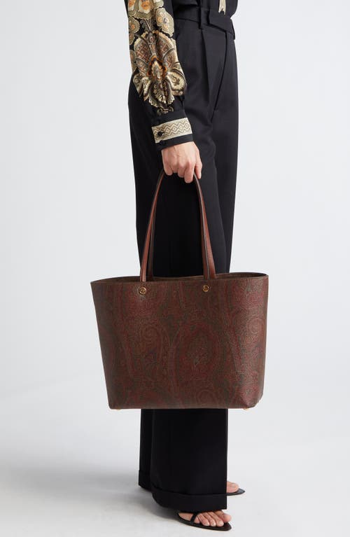 Shop Etro Large Paisley Essential Shopper In Brown/red