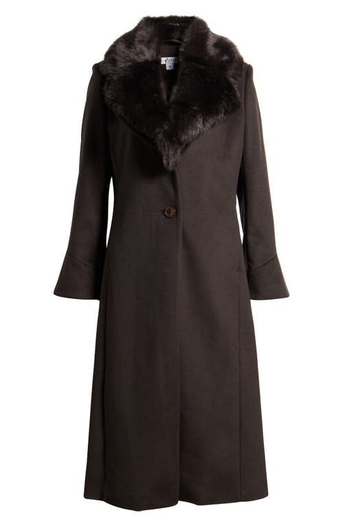 Via Spiga Faux Fur Collar Wool Blend Coat In Chocolate Brown