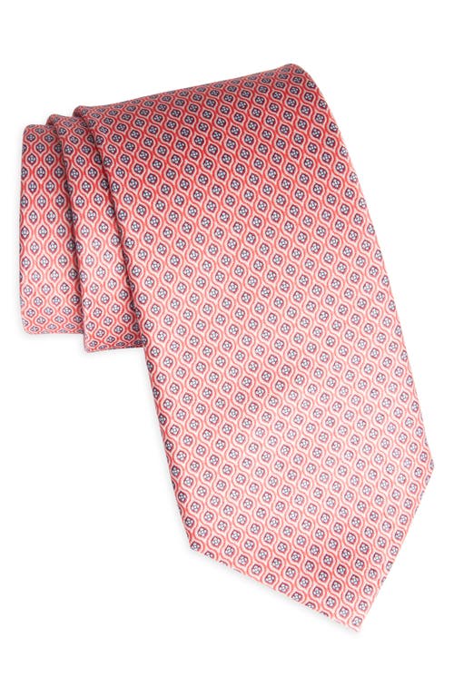 Neat Silk Tie in Coral