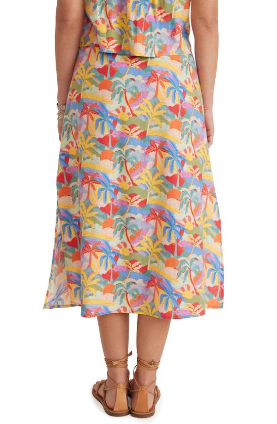 Shop Marine Layer Ryan Palm Print Hemp Blend Skirt In Multi Palm