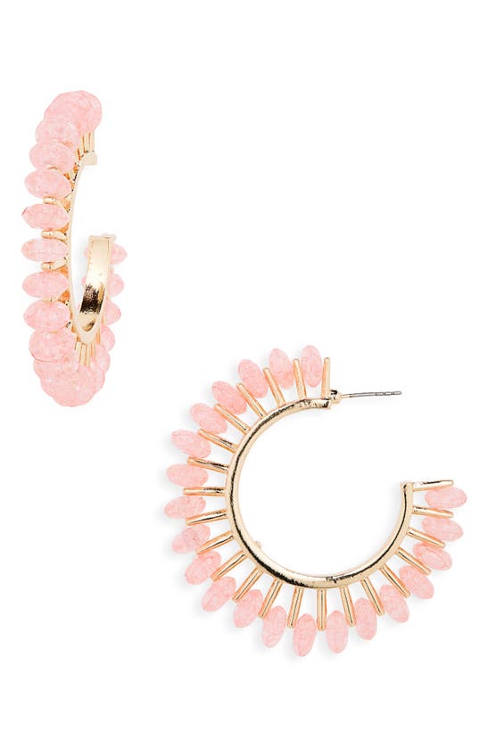 Melrose And Market Crackle Crystal Hoop Earrings In Pink