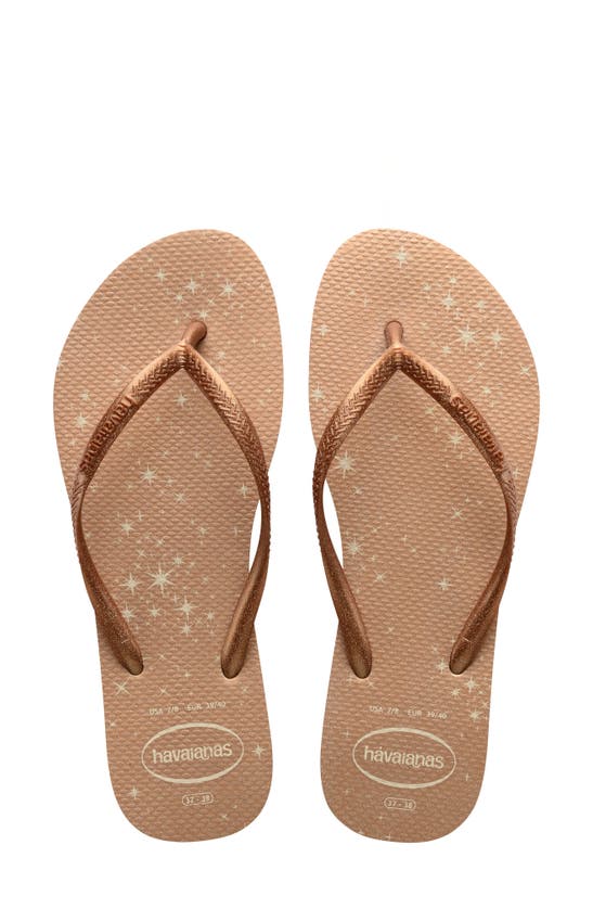 Shop Havaianas Slim Gloss Flip Flop In Beige