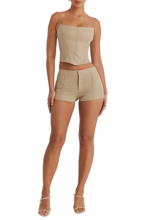 Shop Mistress Rocks Curved Chambray Corset Top In Stone
