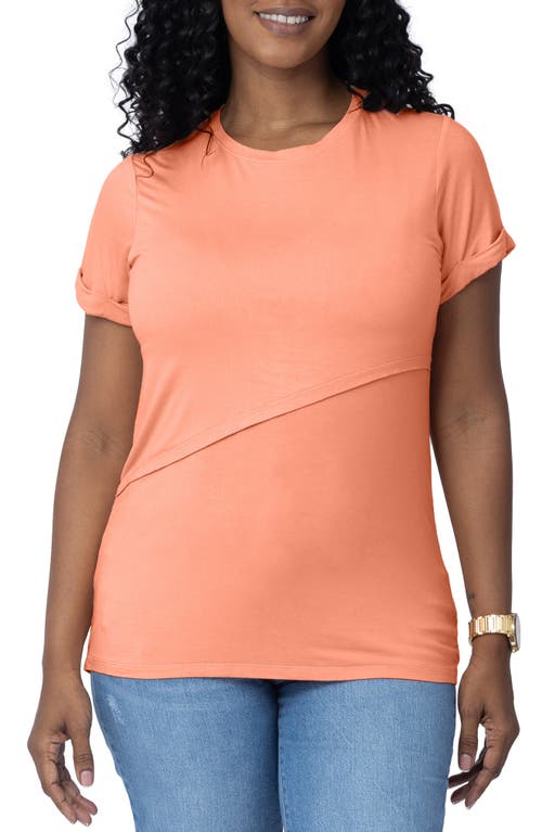 Everyday Asymmetric Ruffle Nursing/Maternity Top in Vintage Coral