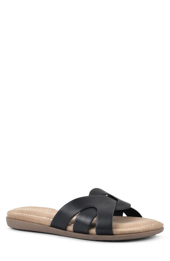 Cliffs By White Mountain Fortunate Womens Arch Support Slip On Slide Sandals In Black/ Burnished/ Smooth