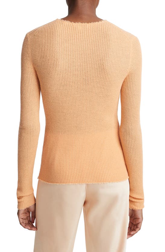Shop Vince Fray Waffle Stitch Cashmere & Silk Top In Cantaloupe