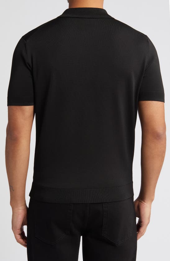 Shop Hugo Sayfong Quarter Zip Sweater Polo In Black