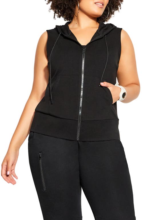 City Chic Sleeveless Hoodie in Black
