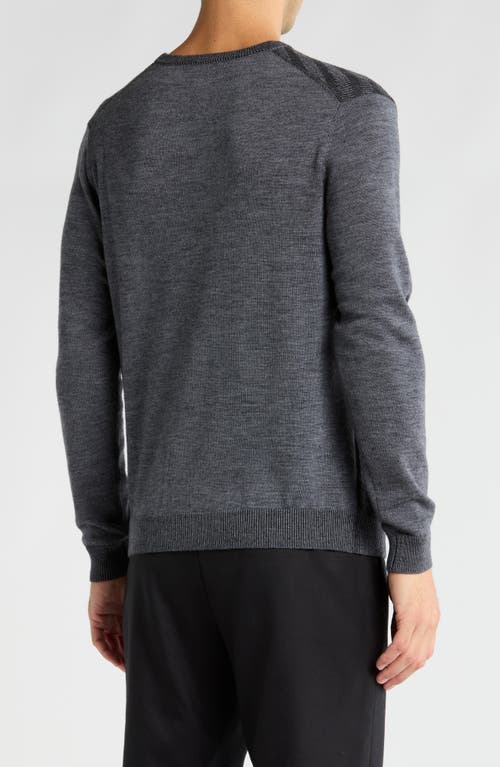 Bruno Magli Merino Wool Diagonal Textured Plaited Sweater In Grey Black