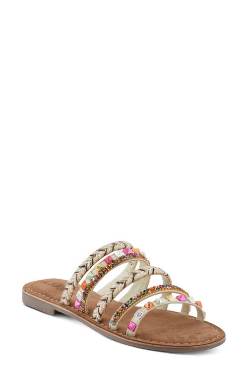 Azura By Spring Step Intoxicate Slide Sandal In Off White Multi
