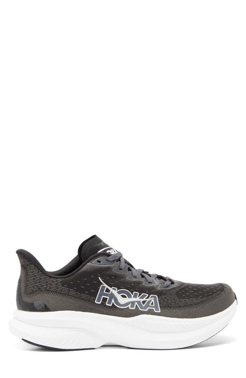 Hoka Women's Mach 6 Wide Lace Up Low Top Running Sneakers In Black/white