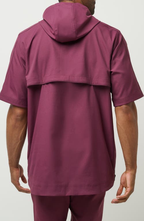 Shop Travismathew Sport Mode Short Sleeve Hoodie In Mauve Wine