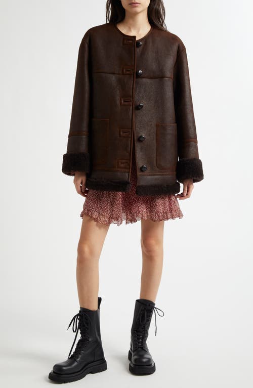 Shop Weekend Max Mara Borbone Shearling Coat In Chocolate