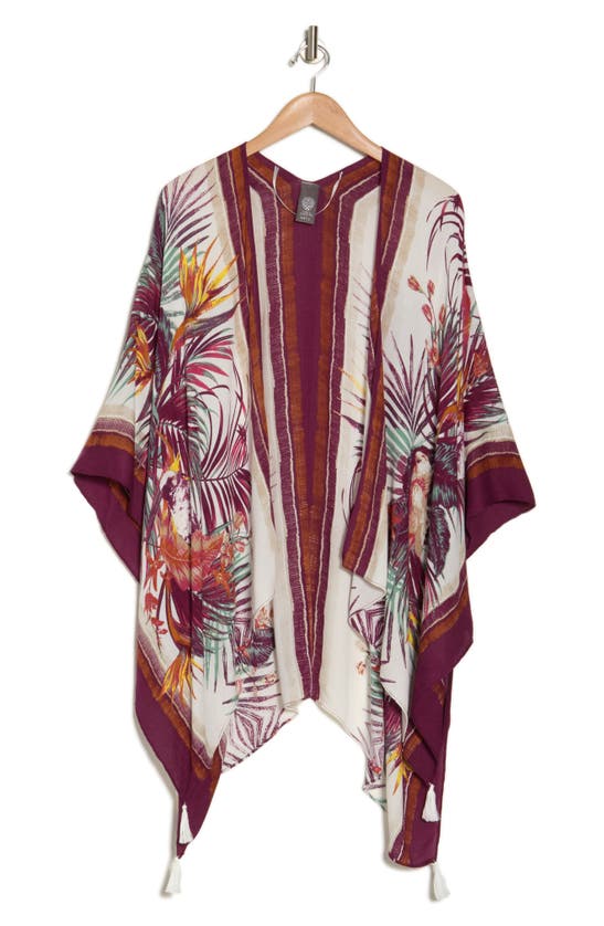 Shop Vince Camuto Parrot Wrap Scarf In Ivory/ Burgundy