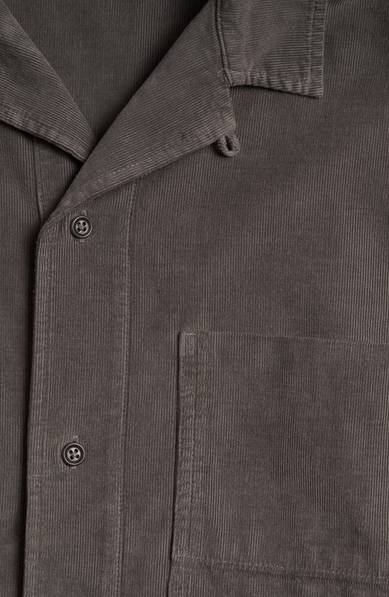 Shop Rowan Zion Cotton Corduroy Short Sleeve Button-up Shirt In Faded Black