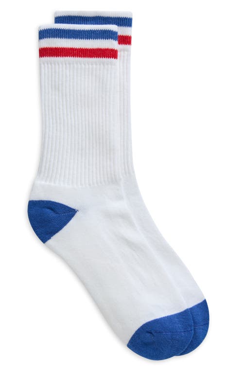 Shop American Trench Kennedy Lux Stripe Crew Socks In Summer White