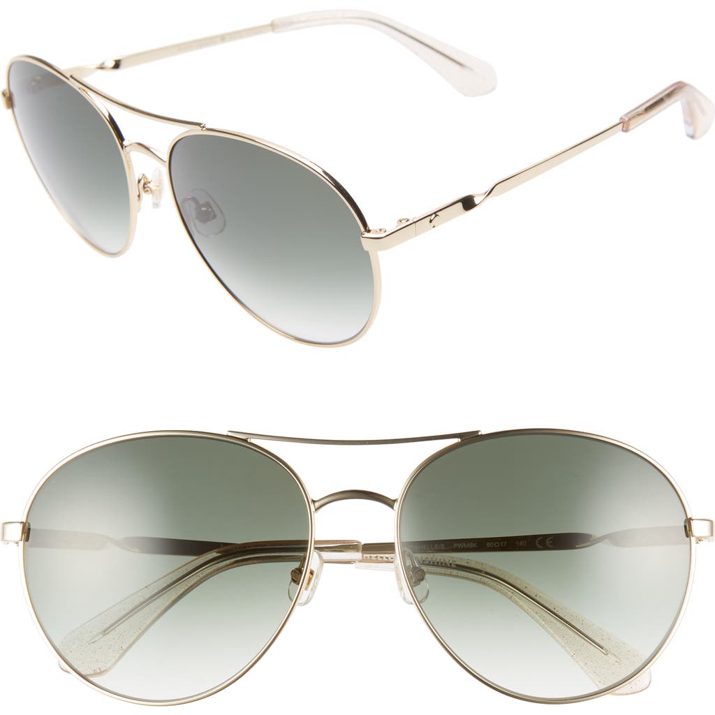 Shop Kate Spade New York Joshelle 60mm Aviator Sunglasses In Gold/nude/green