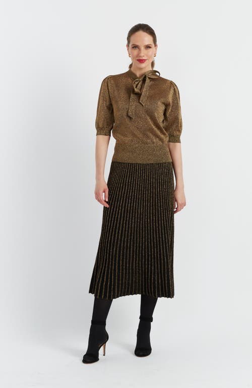 Chinti & Parker Bow-short Sleeve Top In Gold Lurex