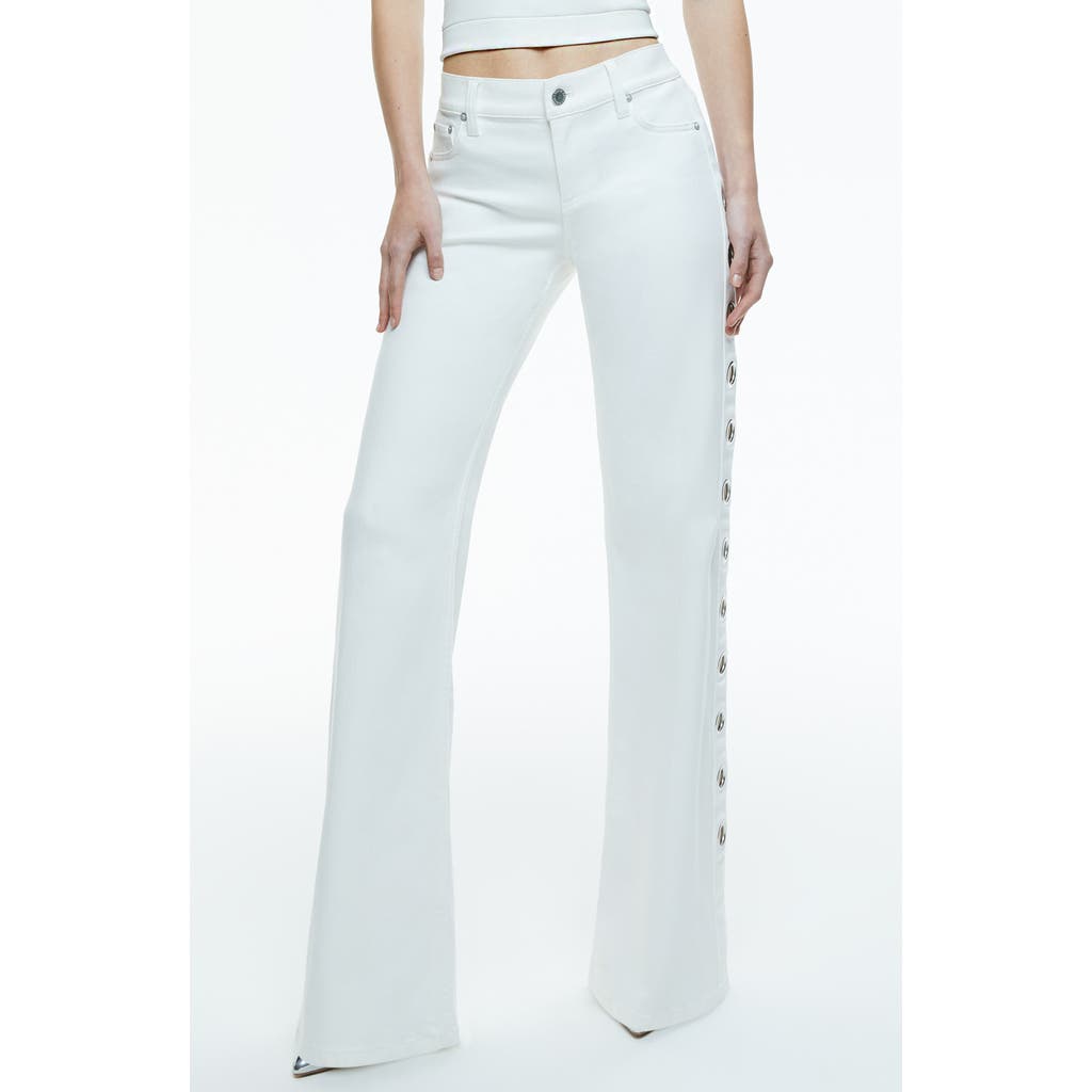 Alice And Olivia Alice + Olivia Jenny Grommet Detail Wide Leg Jeans In Off White