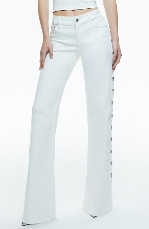 Alice + Olivia Jenny Grommet Detail Wide Leg Jeans Off White at Nordstrom,
