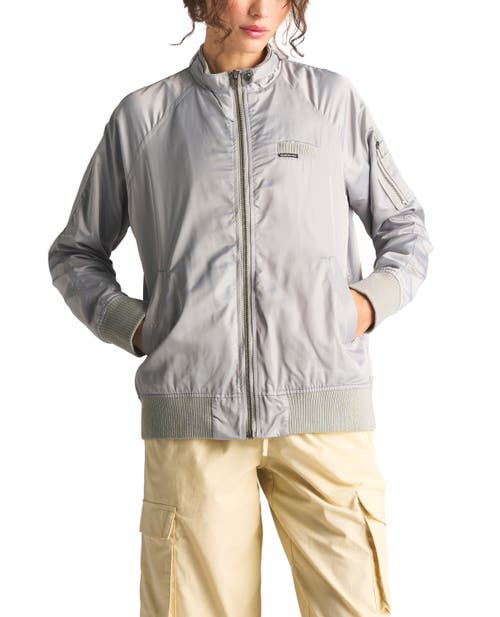 Members Only Washed Satin Boyfriend Jacket In Silver