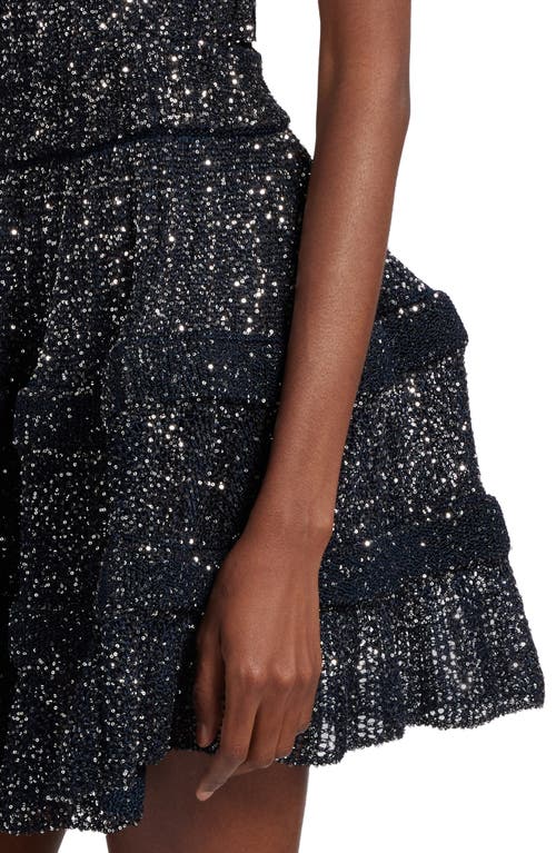 Shop Alaïa Sequin Crinoline Skater Dress In Marine/argent