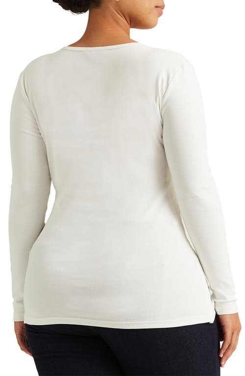 Shop Lauren Ralph Lauren Long Sleeve Stretch Cotton Tee In White