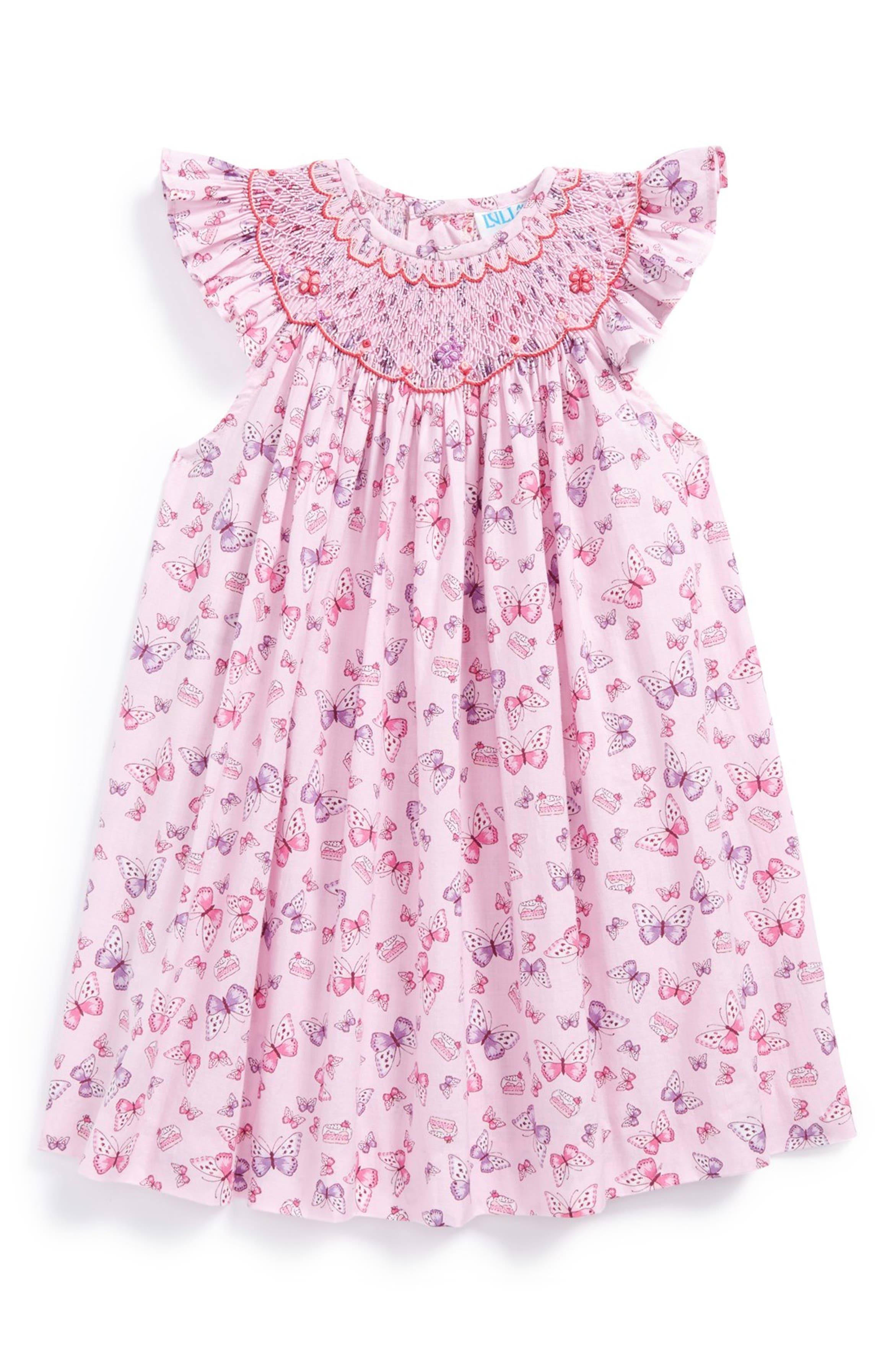 Luli and Me Butterfly Print Smocked Dress (Baby Girls) | Nordstrom
