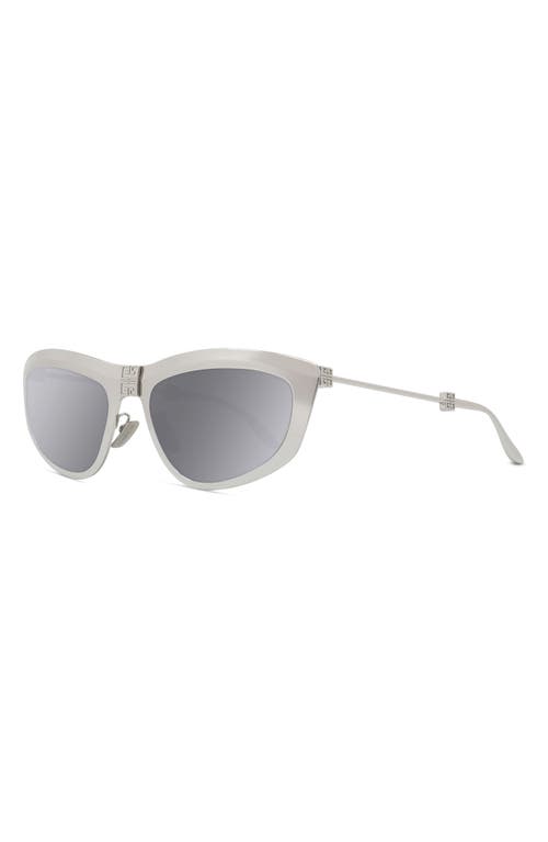 Shop Givenchy Trifold 57mm Cat Eye Sunglasses In Shiny Palladium/smoke Mirror